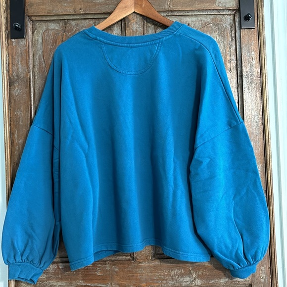 Time and Tru Teal Balloon Sleeved Sweatshirt Size L - Picture 2 of 10